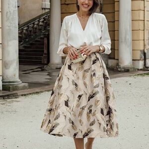 CHICWISH JACQUARD A- LINE MIDI SKIRT